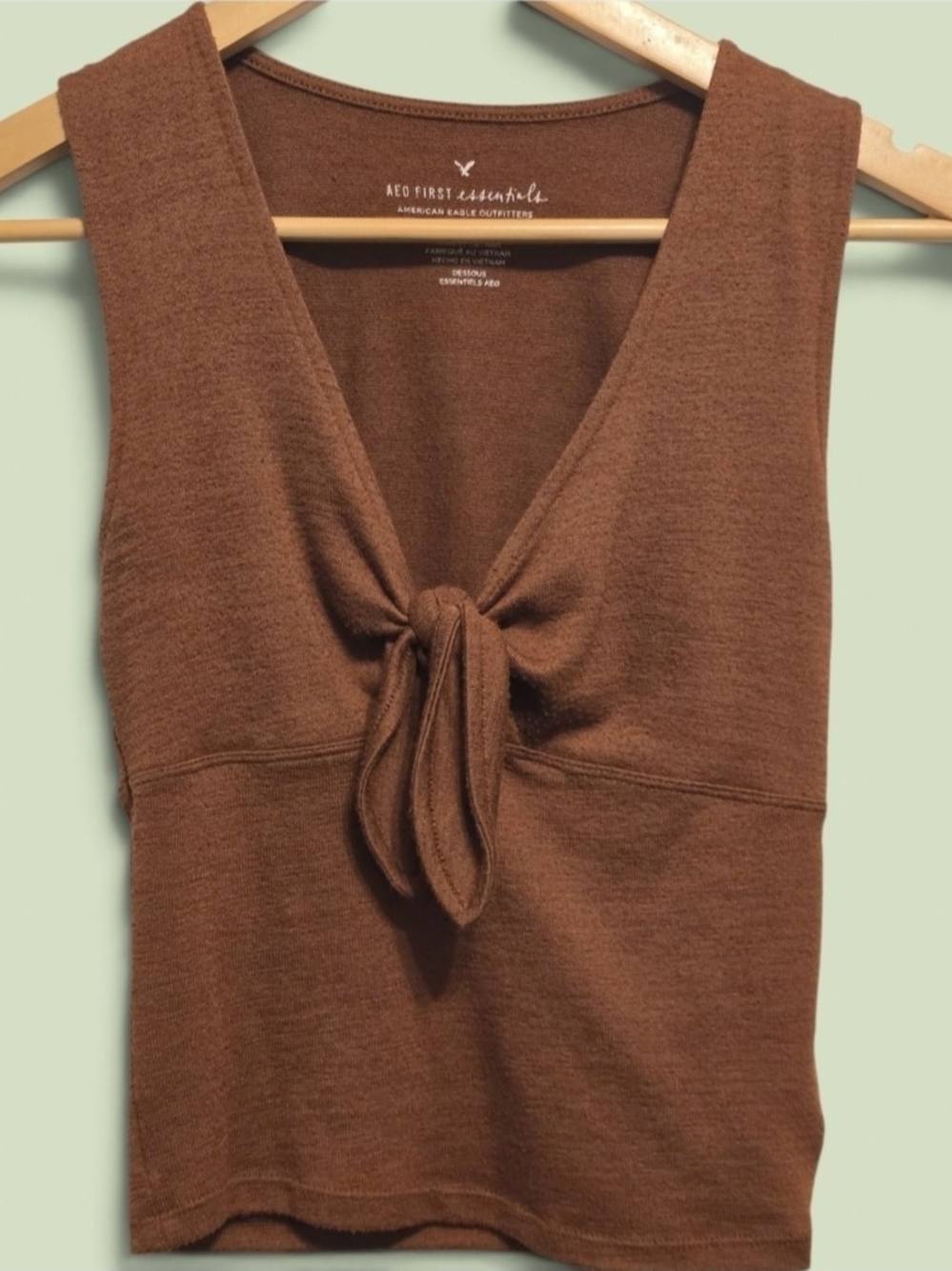 American Eagle Outfitters Brown Front-Tie V-Neck Tank